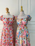Spring Floral Square Neck Long Maxi Dress